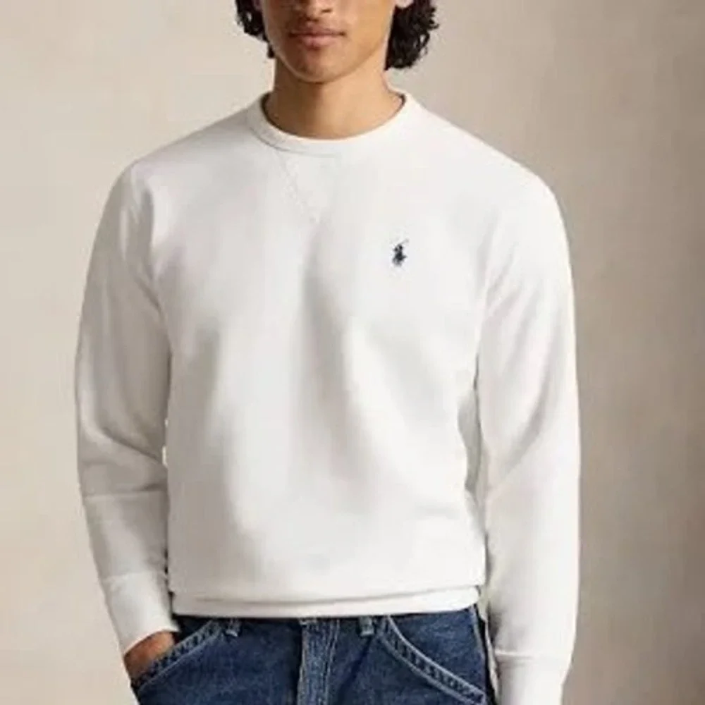 Polo Ralph Lauren White Crewneck Sweatshirt Mens XL Navy Blue Pony Logo Fleece
